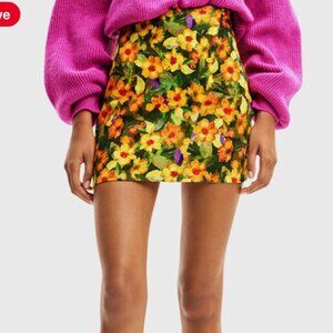 Desigual Mini Skirt With Floral Print sz Medium